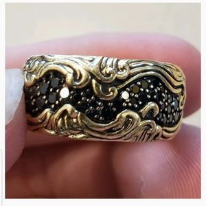 David Yurman 18k Gold w/ Blk Diamonds Waves collec